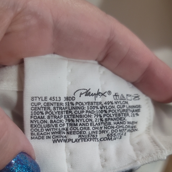 Playtex White beige embroidered underwire Bra 38DD side smoothing - Picture 2 of 5